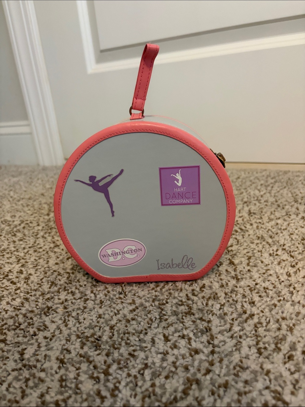 American Girl-Isabelle Round Dance Case in Coral and Light Gray